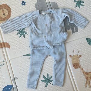 Charming Blue Knit Baby Set